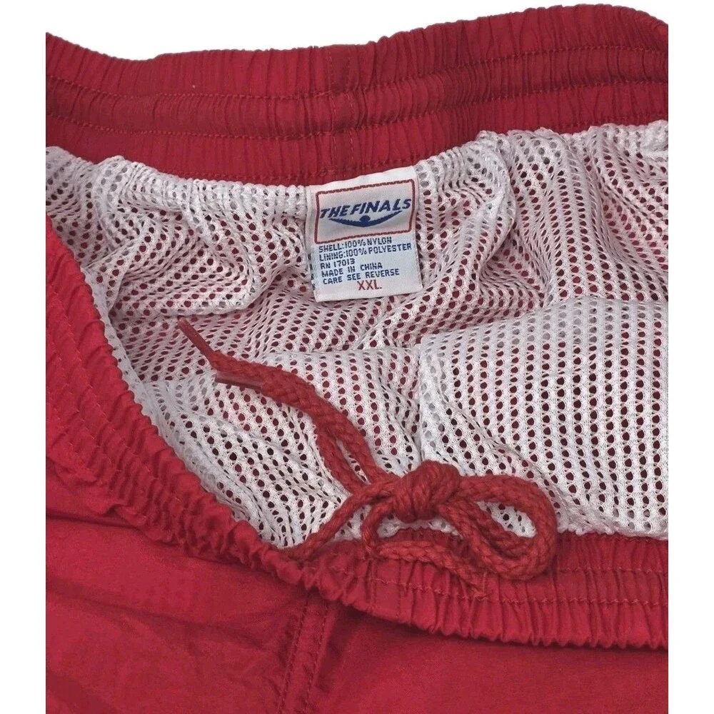 TYR The Finals Men's XXL Swim Trunks Mesh Lining Pockets Drawstring NWOT Red